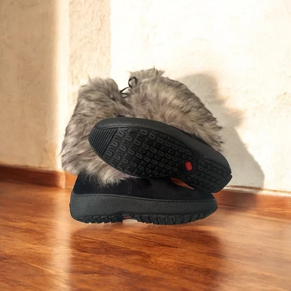 💯NWOT Women's Luxe OSCAR SPORTBlack and Tan Fur Winter Boots 🤩 - Picture 11 of 12